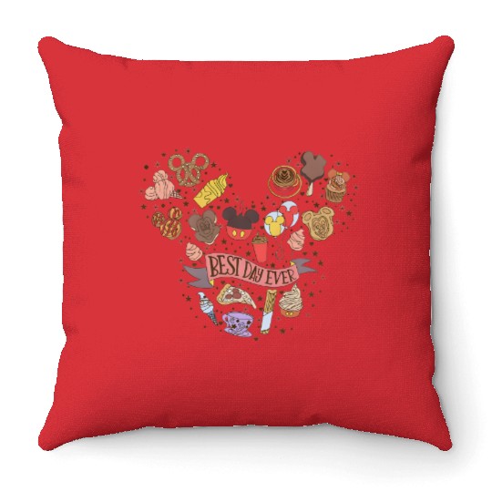 Disney Best Day Ever Snacks Throw Pillows, Disney Trip Throw Pillows