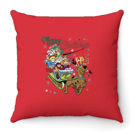 Christmas Scooby Doo Unisex Throw Pillows, Disney Scooby Doo Xmas Throw Pillows