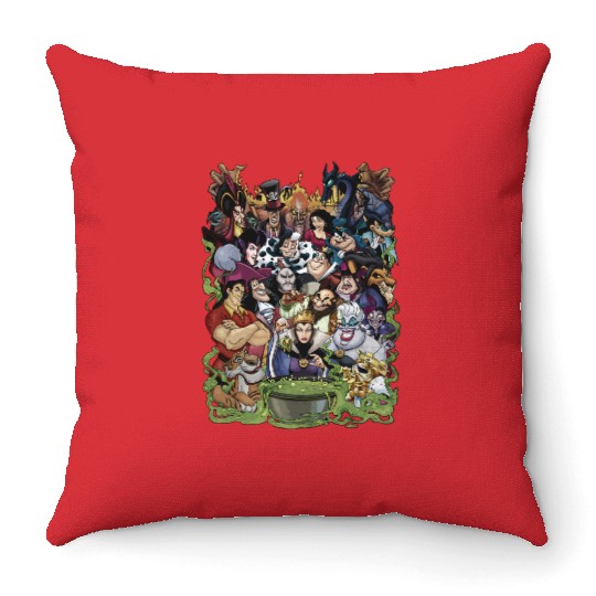 Disney Villains Group Collage Gaston Ursula Maleficent Throw Pillows