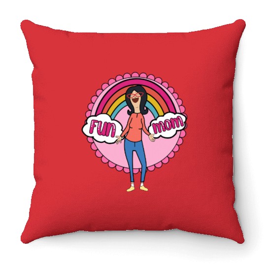 Boho Rainbow Bobs Burgers Linda Belcher Fun Mom Throw Pillows