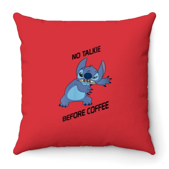 disneyss Lilo Stitch No Talkie Before Coffee Grumpy Stitch  Gifts Throw Pillows