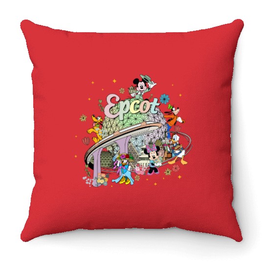 Disney Epcot Throw Pillows, Vintage Epcot 1982 Throw Pillows, Vintage Disney Throw Pillows