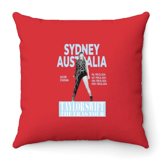 Eras Tour - Sydney, Australia - Light Blue Throw Pillows