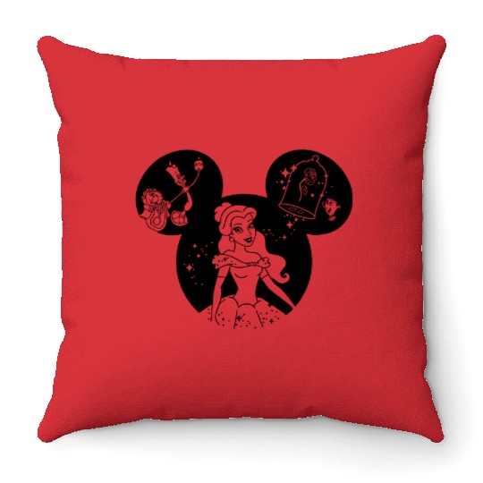 Disney belle Princess Throw Pillows, Disney Princesses Fan Throw Pillows,