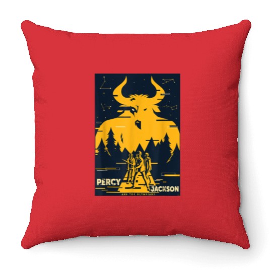 disneys Percy Jackson Three Heroes Against The Minotaur Throw Pillows