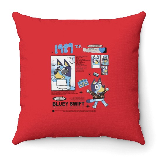 BlueyDad 1989 T Eras Tour classique Throw Pillows