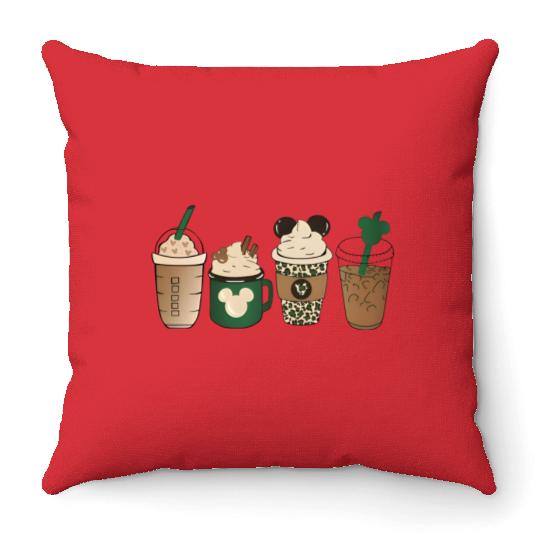 Disney St. Patrick's Coffee Throw Pillows, Mickey Shamrock Throw Pillows, St Patricks Day Disney Trip Throw Pillows