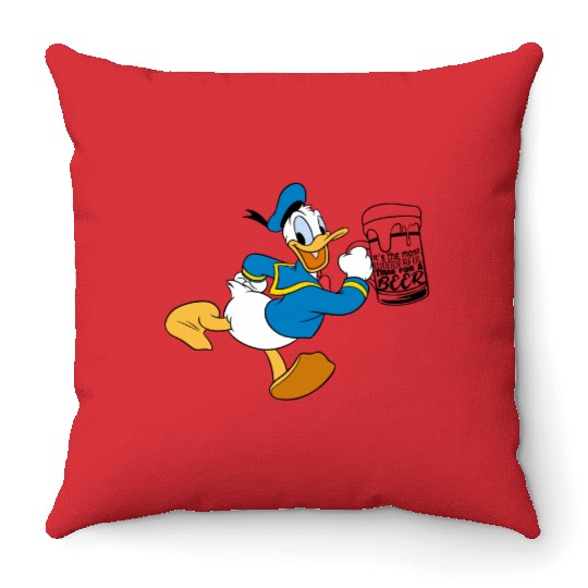 Donald Duck Drink Beer Throw Pillows, Disney Couple Throw Pillows Drinking Around