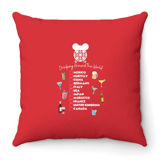 Drinking Around the World Throw Pillows, Disney Drinking Team, Beer Throw Pillows