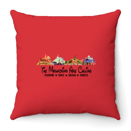 Disney The Mountains Are Calling Throw Pillows, Disney Thunder Space Splash Everest Throw Pillows