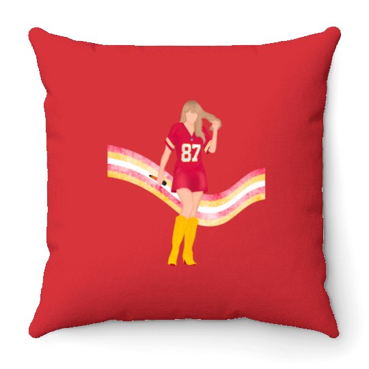 taylorr Swift x Travis Kelce Jersey (V5) Throw Pillows