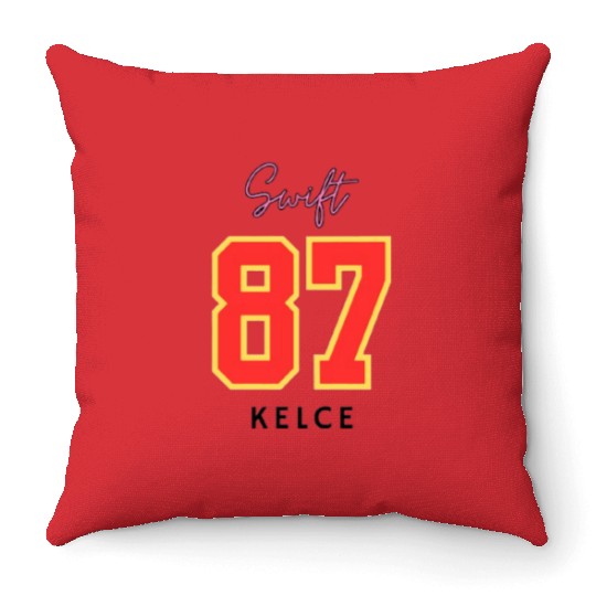 taylorr Swift 87 Travis Kelce Throw Pillows