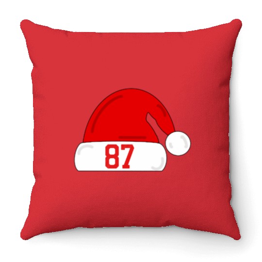 taylorr Swift Travis Kelce Christmas Game Santa Hat Throw Pillows