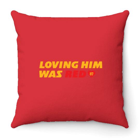 Loving Him Was Red - taylorr Swift &amp_ Travis Kelce (1) Throw Pillows
