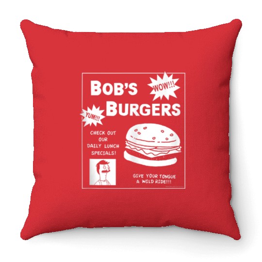 Bobs Burgers Lunch Special Flyer Throw Pillows