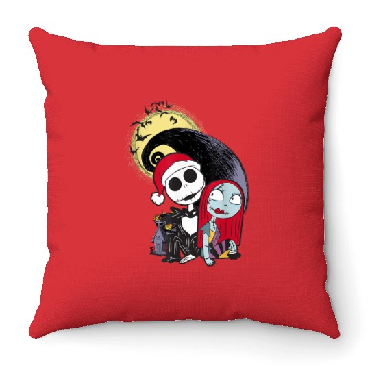 disneys The Nightmare Before Christmas Jack Sally Santa Hat Throw Pillows