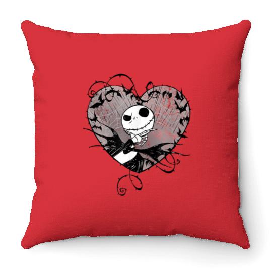 disneys Nightmare Before Christmas Valentines Jack Bat Heart Throw Pillows
