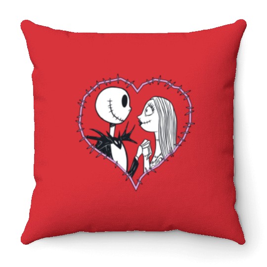 disneys The Nightmare Before Christmas Jack Sally Heart Throw Pillows