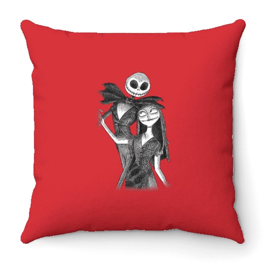 disneys The Nightmare Before Christmas Jack Sally Sketch Throw Pillows