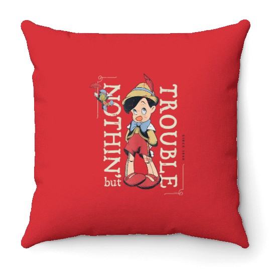 disneys Pinocchio Nothin But Trouble Since 1940 Throw Pillows