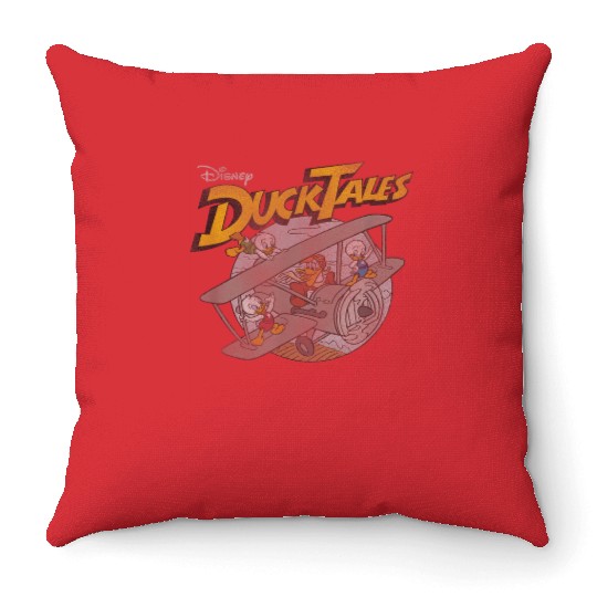 Disney DuckTales Ducks On Airplane Distressed Po Throw Pillows