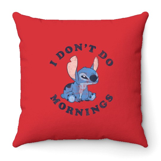 Disney Lilo Amp Stitch I Don'T Do Mornings Distr Throw Pillows