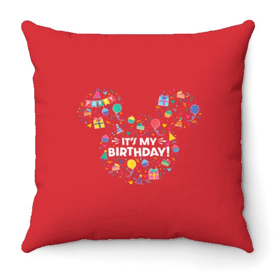 Disney Mickey Mouse Head Ears Icon Fill It’s My Throw Pillows