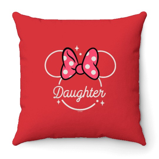 Disney Minnie Mouse Daughter Head Icon Magic Family Trip Gifts Trends Throw Pillows
