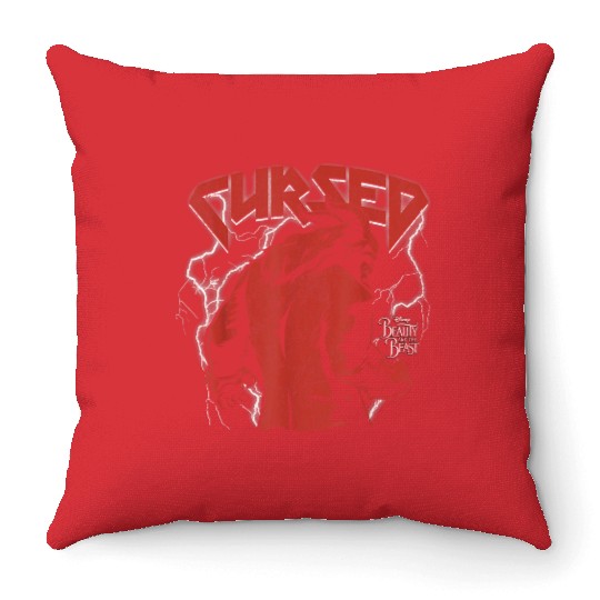 disneys Beauty The Beast Cursed Heavy Metal Throw Pillows