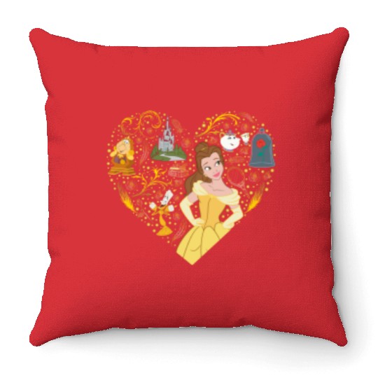 Disney Princess Belle Collage Heart 2525 Throw Pillows