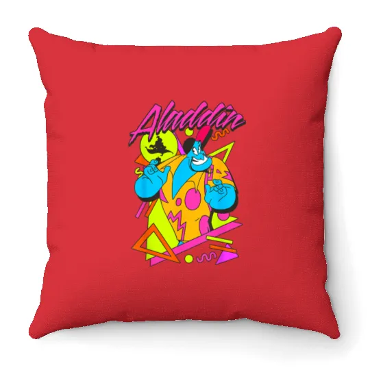 Disney Aladdin Genie Retro Abstract 90s Print Graphic Throw Pillows