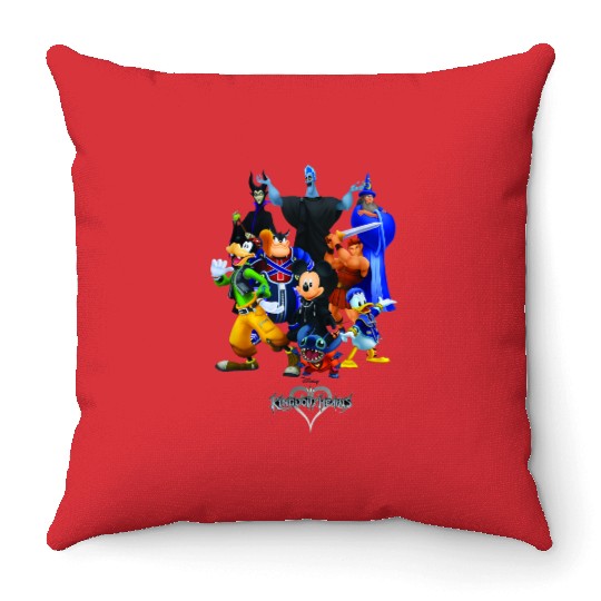 disneys Kingdom Hearts Magical Characters Mash Up Chest Logo Throw Pillows