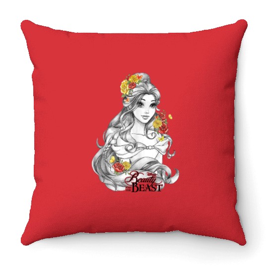 Disney Beauty And The Beast Belle Sketched Portrait Throw Pillows