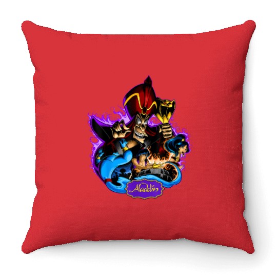 Disney Aladdin Jafar Genie Jasmine Art Graphic T Throw Pillows