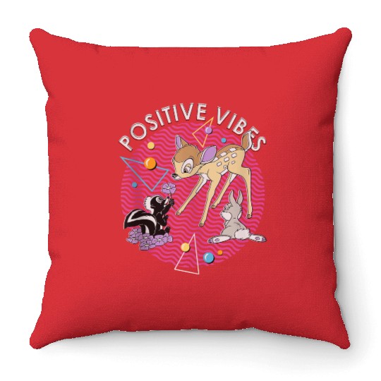 disneys Bambi Thumper And Flower Positive Vibes 90s Throw Pillows