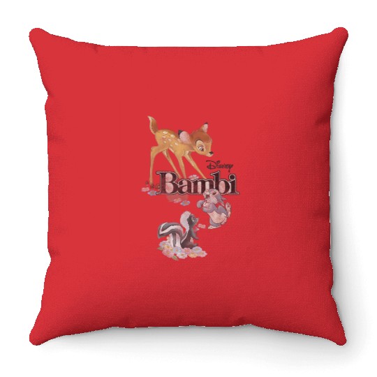 Disney Bambi Classic Group Shot Title Logo Throw Pillows