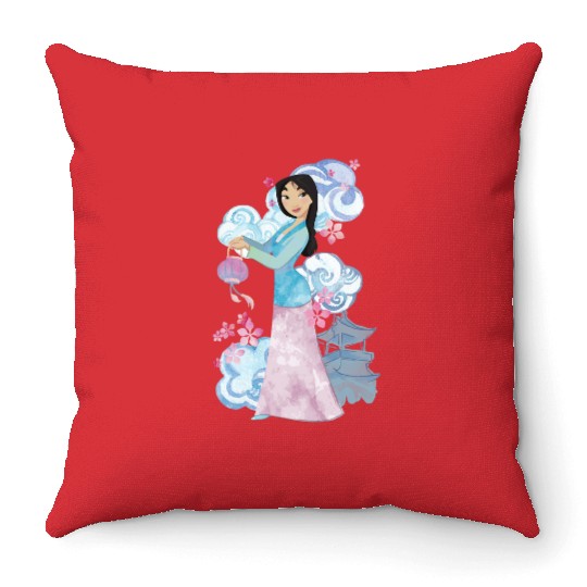 Disney Mulan Watercolor Portrait Throw Pillows