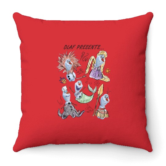 Disney Olaf Presents Classic Costume Sketches Throw Pillows