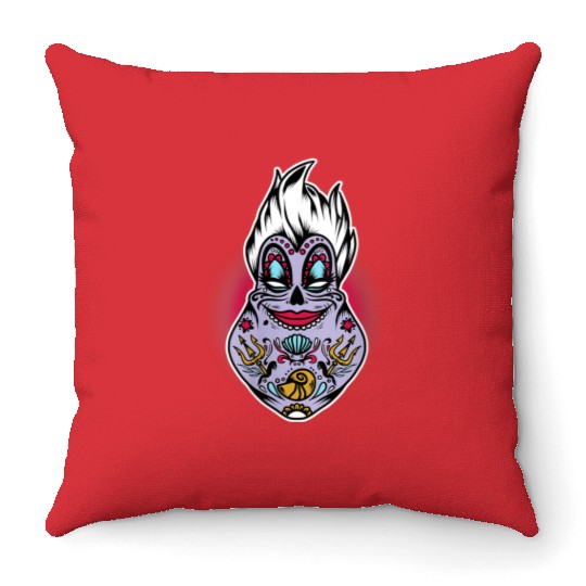 Disneys Villains Halloween Ursula Sugar Skull Throw Pillows