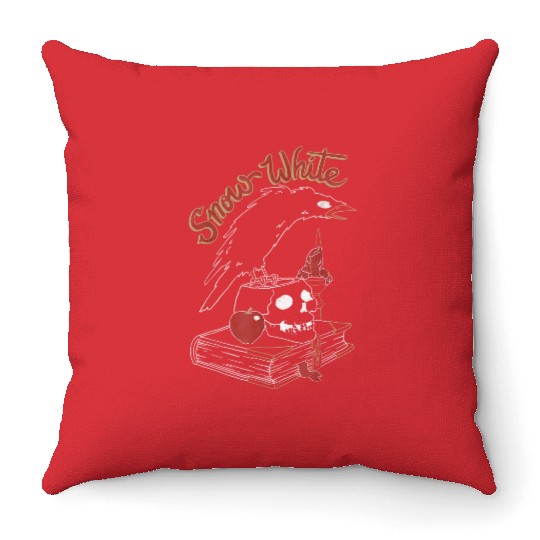 Disneys Snow White Queens Crow On Skull Graphic Throw Pillows