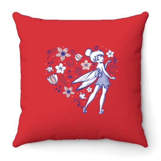 Disneys Tinker Bell Storybook Heart Blue Throw Pillows
