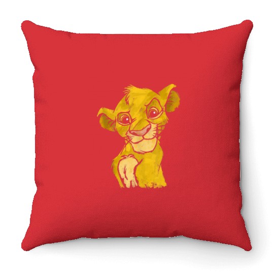 Disney Lion King Young Simba Smiling Portrait Sketch Throw Pillows