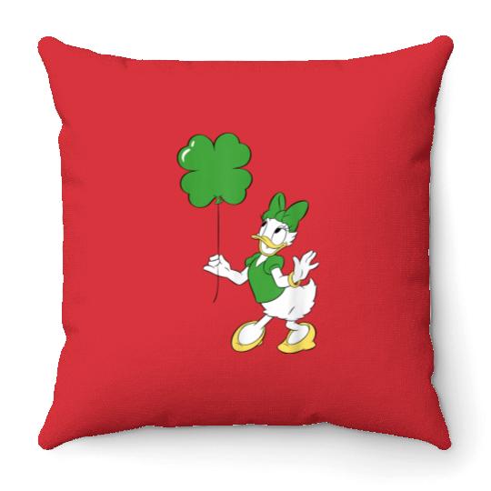 Disneyss Daisy Duck Shamrock Balloon St Patrick's Day Throw Pillows