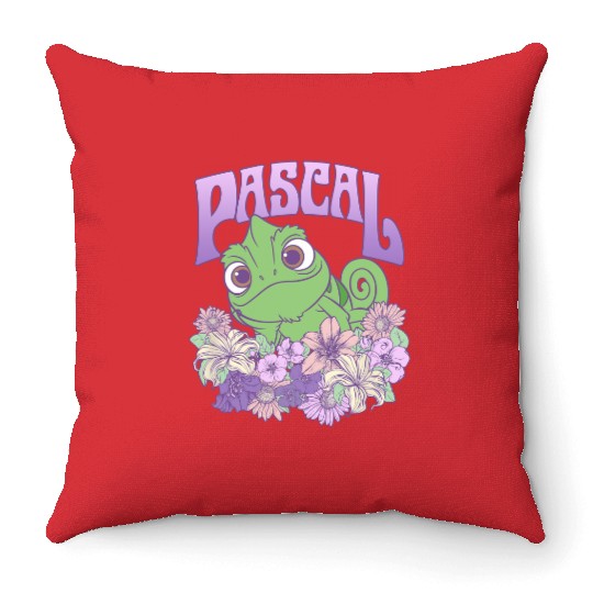 Disney Tangled Cute Pascal Floral Pastel Big Chest Portrait Throw Pillows
