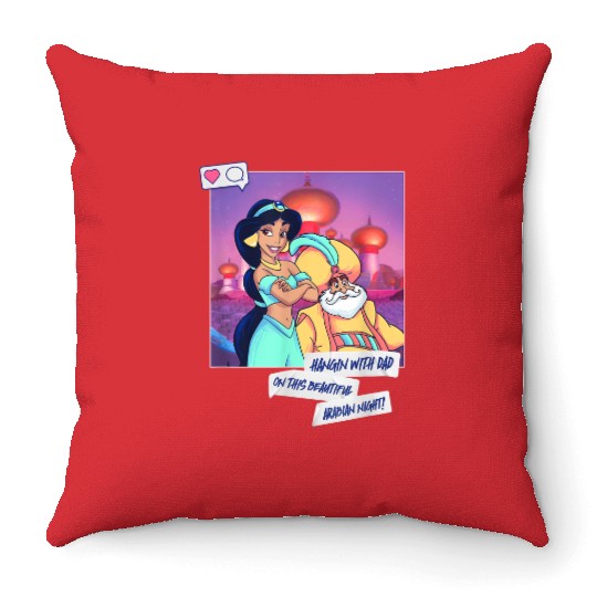 Disneyss Princess Aladdin Jasmine And The Sultan Poster Throw Pillows