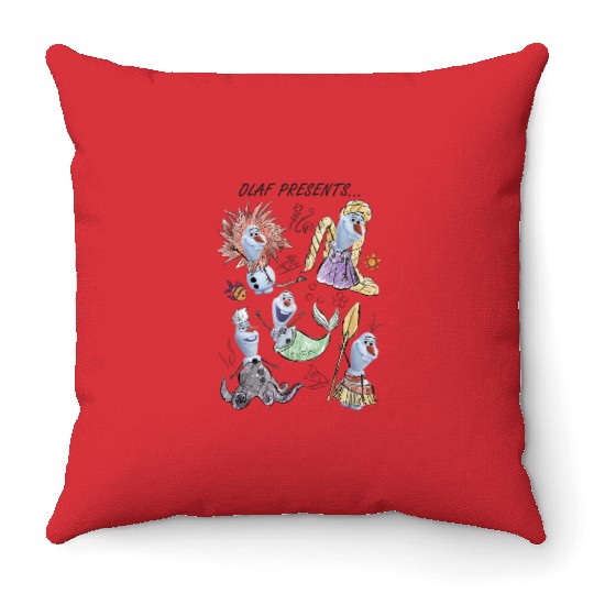 Disney Olaf Presents Classic Costume Sketches Throw Pillows