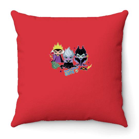 Disney Villains Chibi Dont Call Us Cute Throw Pillows