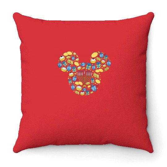 Disney Mickey Mouse Icon Hanukkah Chanukah Dreidel Menorah Throw Pillows