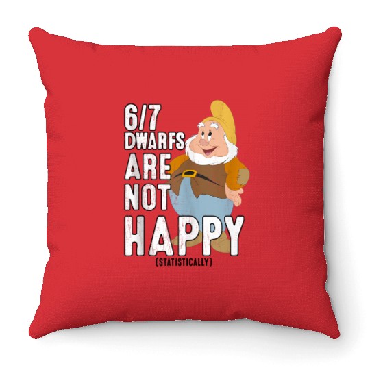 Disneyss Snow White 67 Dwarfs Are Not Happy Humor Throw Pillows
