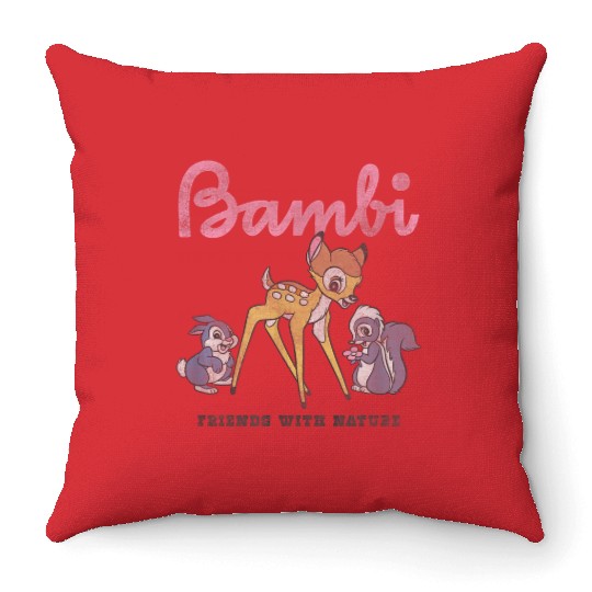 Disneyss Bambi Group Shot Friends With Nature Throw Pillows